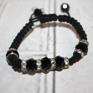 Beautiful black, silver and rhinestone adjustable bracelet